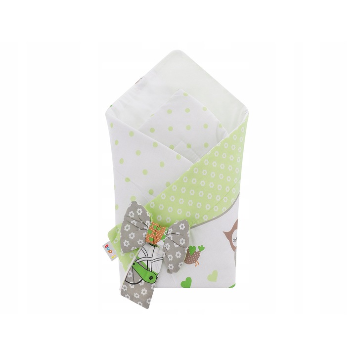 Подложка за повиване на бебе Tuppi, модел Бухал, 80x80см, Памук, Многоцветен