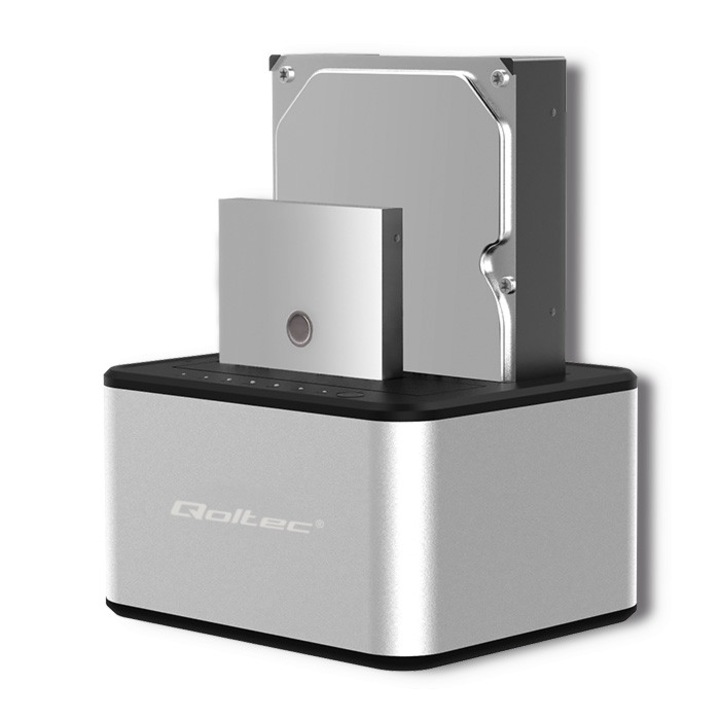 Qoltec Drive Docking Station 2x HDD/SSD | 2.5"/3.5" SATA | USB 3.0 | Klónozás
