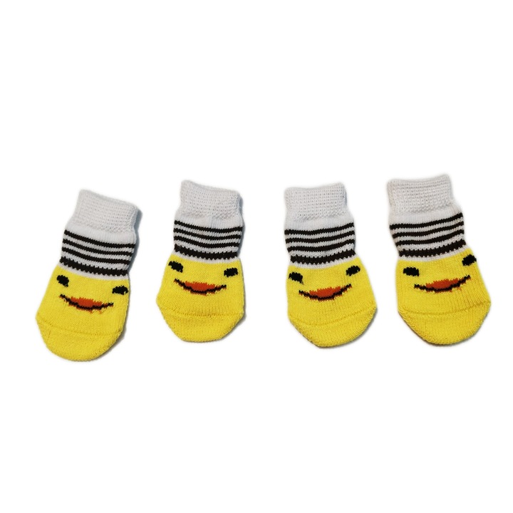 Sosete Ropet Antiderapante Pentru Caini, 4 buc, Galben, Marimea M