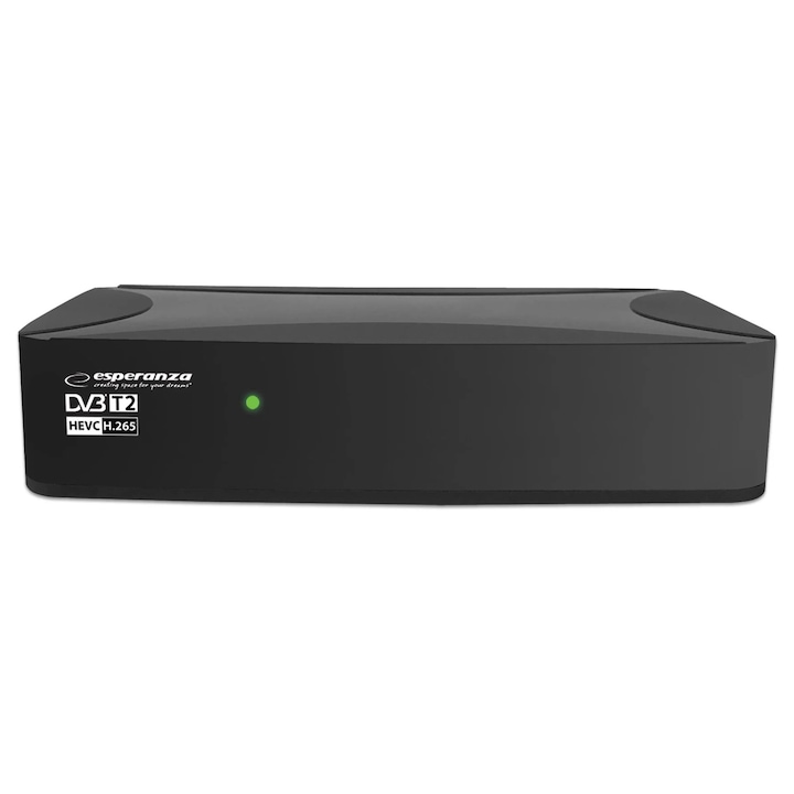 Tuner digital DVB-T2 EV108R, Esperanza, H.265/HEVC, Functie inregistrare, Negru