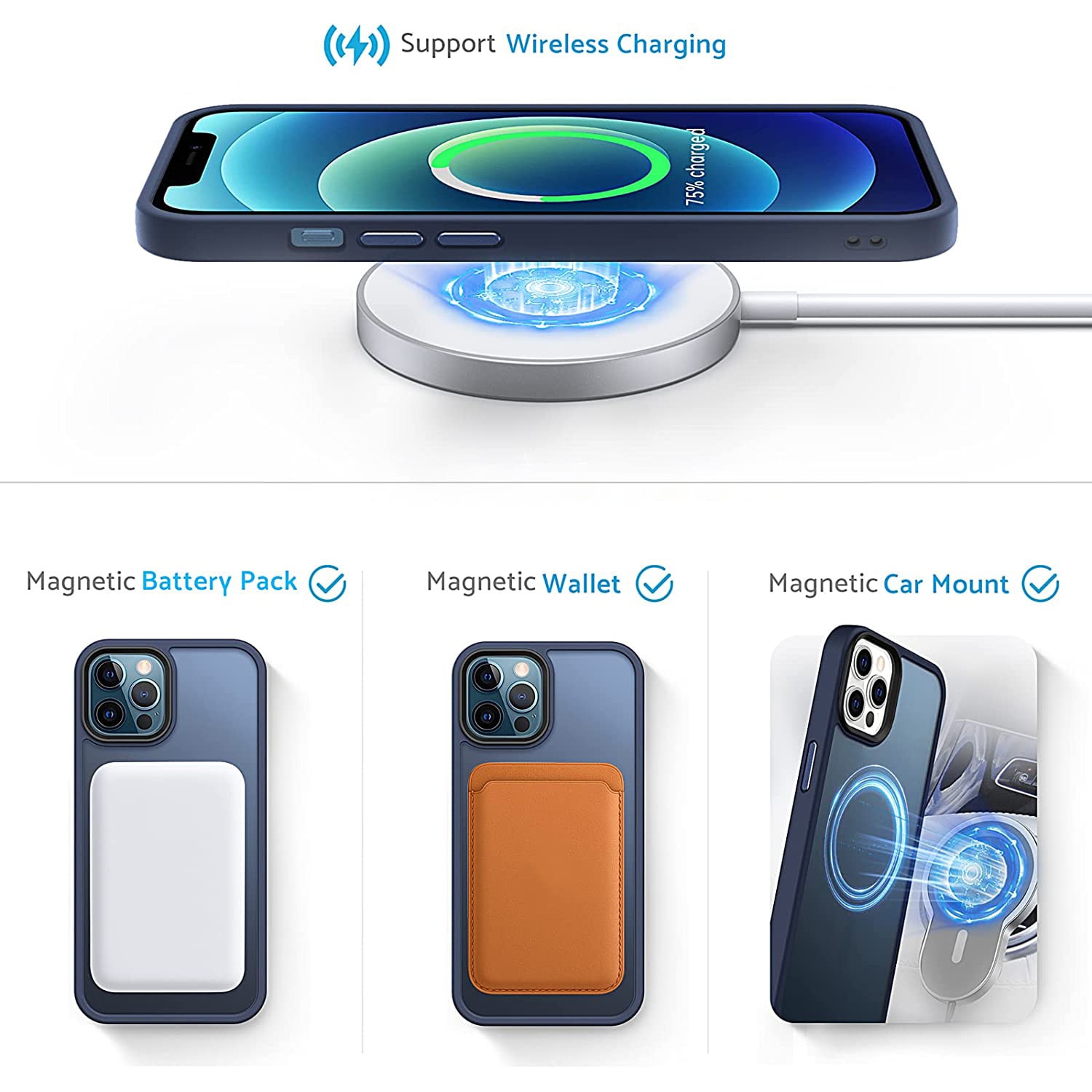 Husa pentru IPhone 13 PRO, MobileSmart MagSafe, Hybrid ultra slim, carcasa spate Antisoc, hardcase, Blue