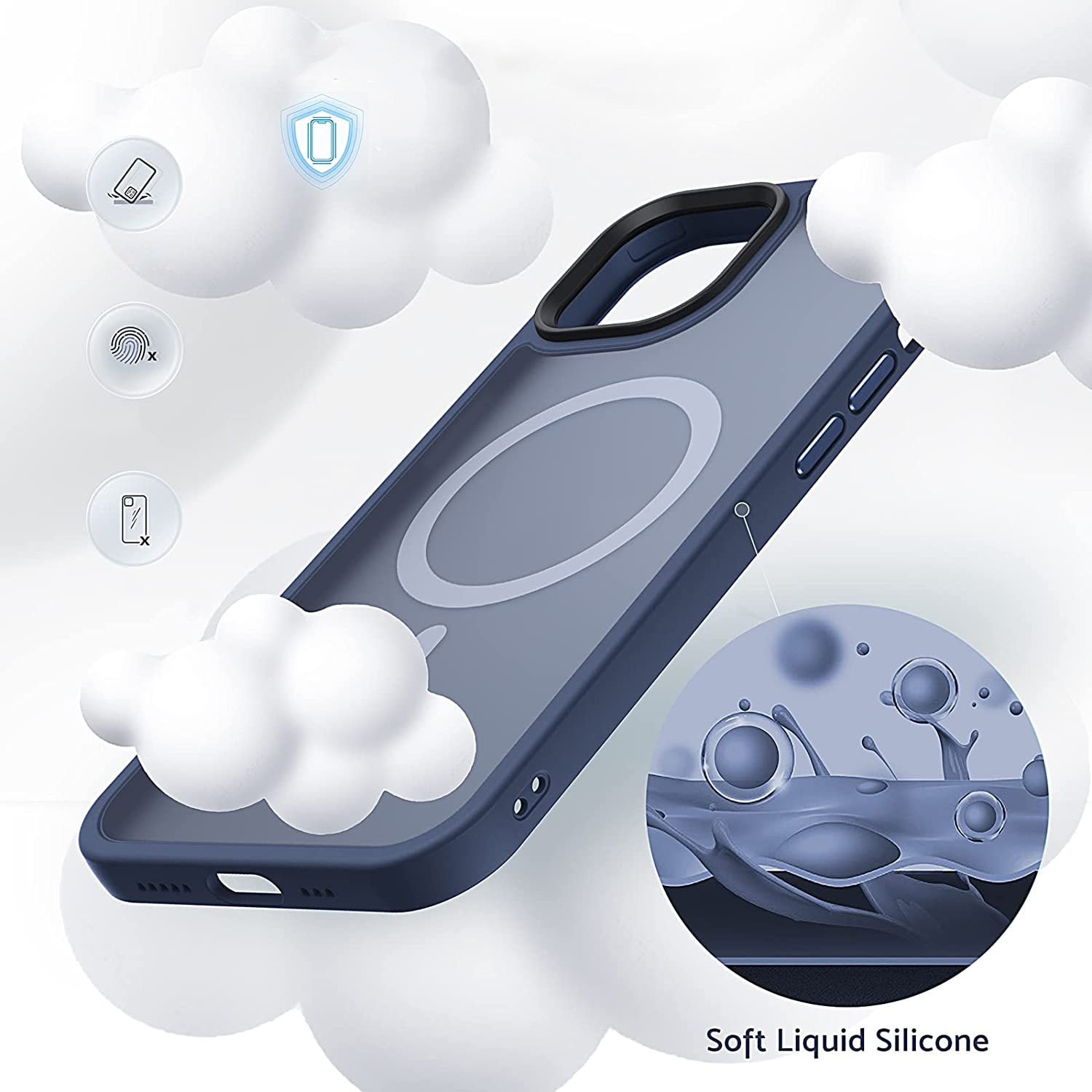 Husa pentru IPhone 13 PRO, MobileSmart MagSafe, Hybrid ultra slim, carcasa spate Antisoc, hardcase, Blue
