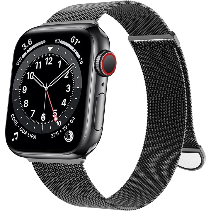 Curea milanese loop DALBAN®, pentru Apple Watch Ultra/SE/8/7/6/5/4/3 Display 42/44/45/49 mm, Negru