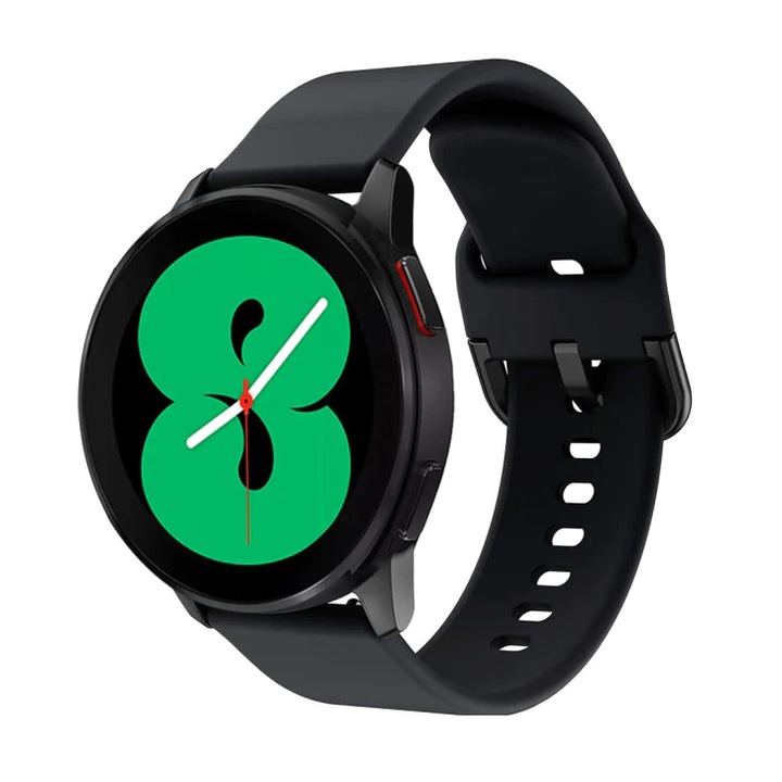 Curea Silicon Premium MTP Black 20mm Quick Release, Fara Striatii, pentru Samsung Watch 4 40/44mm si Watch 4 Classic 42/46mm