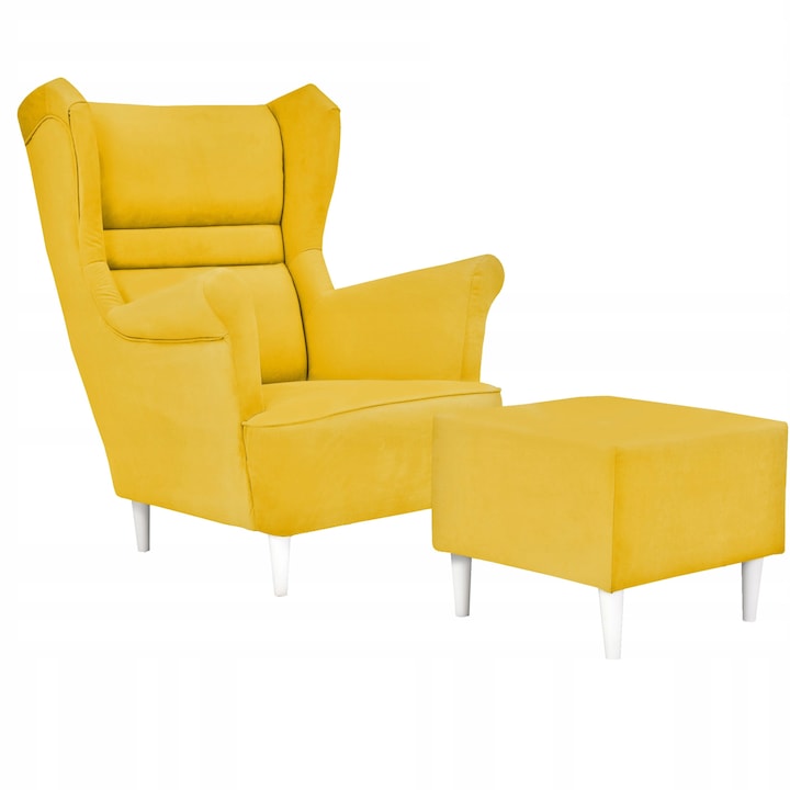 Zoja fix fotel Scandinavian Velvet Puff, sárga, 104x84x92 cm