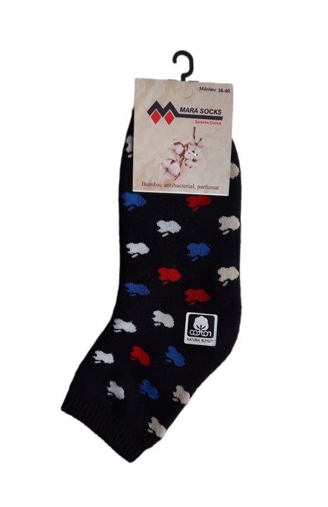 Чорапи до глезена, дамски, памучни, черни, 36-40EU