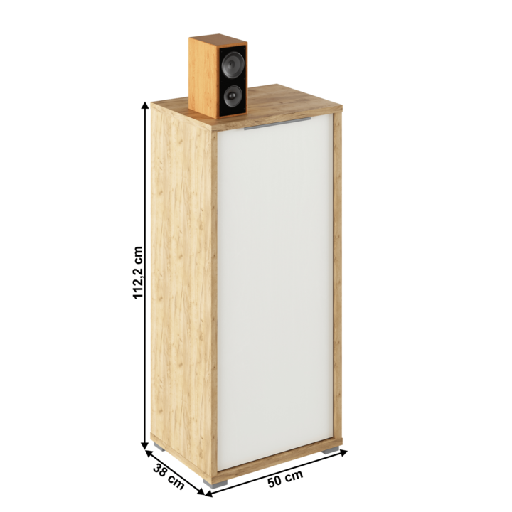 Natúr tölgy mdf szekrény fehér kézműves Rioma 50x38x112,2 cm