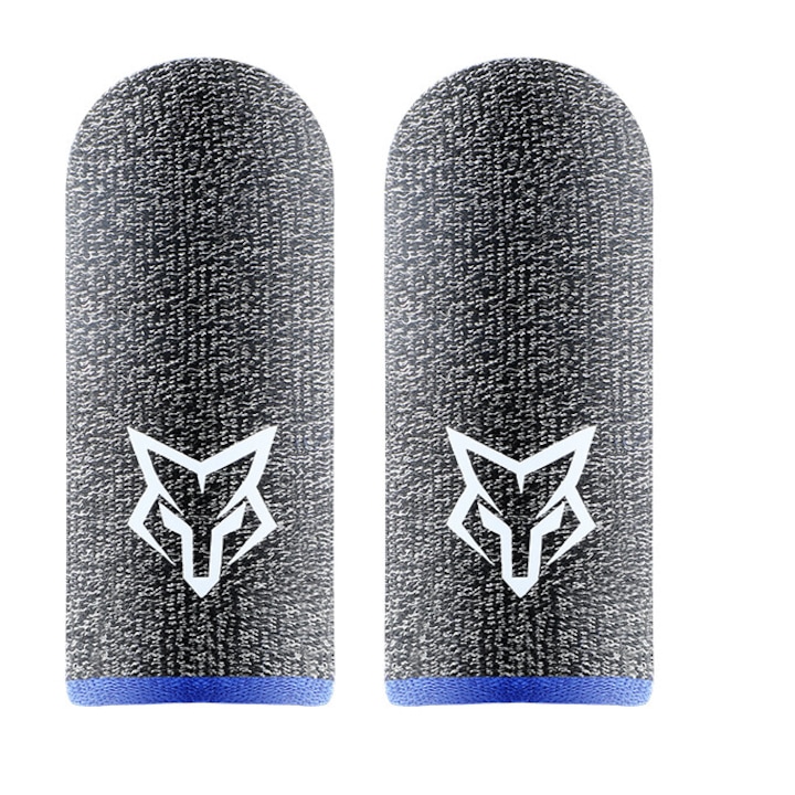 2x kesztyű (ujj) készlet Gaming Fox Blue v3 Professional, azonnali válasz, ezüst szál, telefonhoz és táblagéphez, Pubg, Fortnite, Call of duty