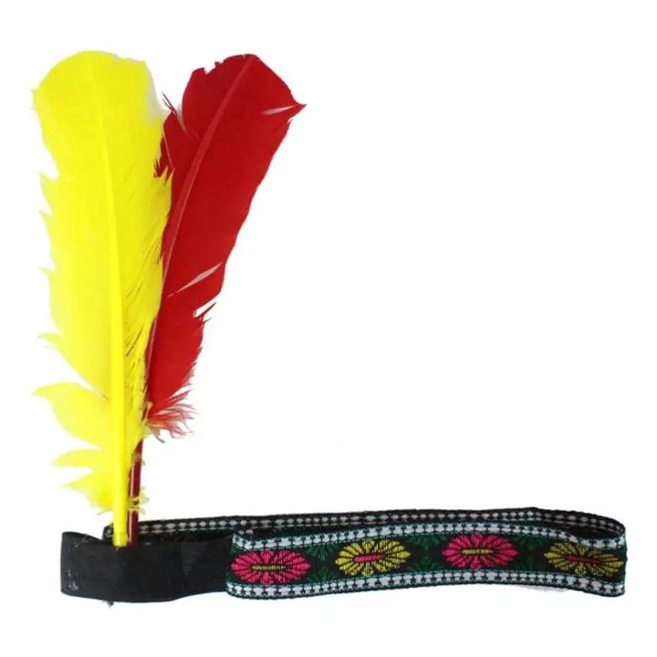 Bentita indian cu pene cu elastic, marime universala