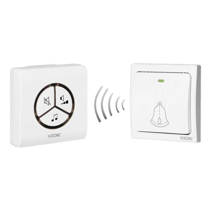 Безжичен звънец Wayo AC, Orno, Бутон без батерия, Обучаваща система, 25 тона, 80 м, Бял