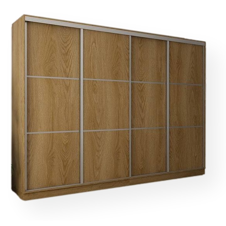 Dulap, Meblast, Premium lucrate manual, 320 cm x 244 cm x 64 cm, Sifonier, PAL 18 mm, HDF de 3 mm, PVC 0.8 mm, Numar de usi 4, Numar de sertare 6, Stejar caramel, 365072