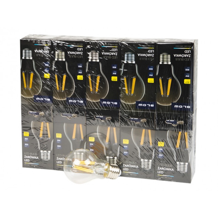 Комплект от 10 LED крушки Blow, E27, 8 W, A60, 230 V, 3000 k, Топла бяла светлина
