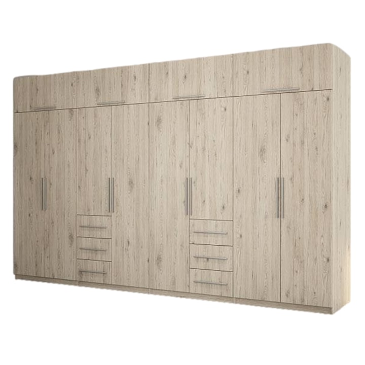 Dulap, Meblast, Premium lucrate manual, 360 cm x 220 cm x 57 cm, Sifonier, PAL 18 mm, HDF de 3 mm, PVC 0.8 mm, Numar de usi 12, Numar de sertare 6, Stejar Bordeaux