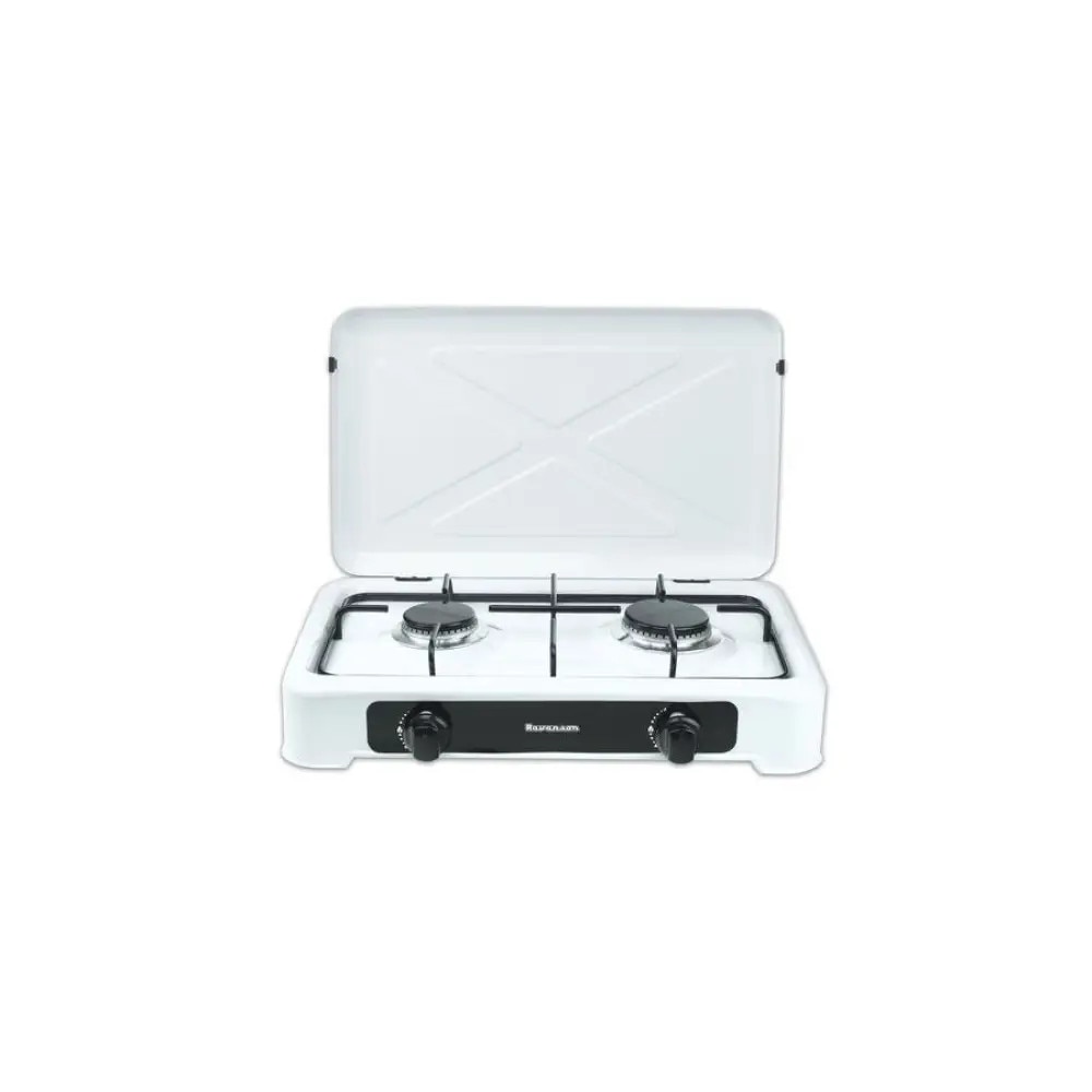 Aragaz reglabil, Ravanson, Cu 2 arzatoare, 520 x 360 mm, Metal/Plastic, Alb