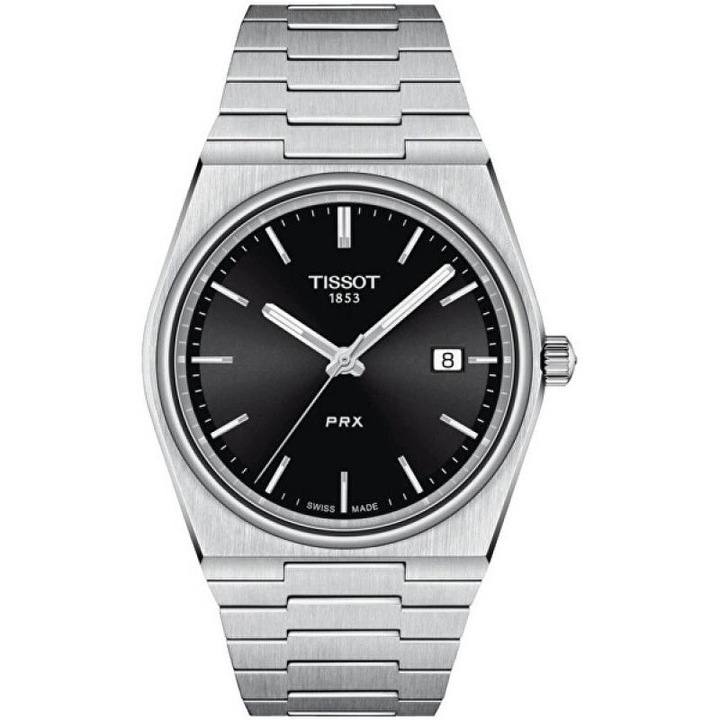 Мъжки часовник Tissot PRX, Инокс, 10 ATM, Черен/сребрист