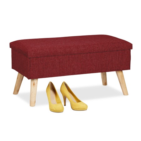 Relaxdays opbergbank, fluwelen bekleding, 80 liter, halbank, woonkamer, HxBxD 38 x 77 x 39 cm, stoffen zitbank, bruin