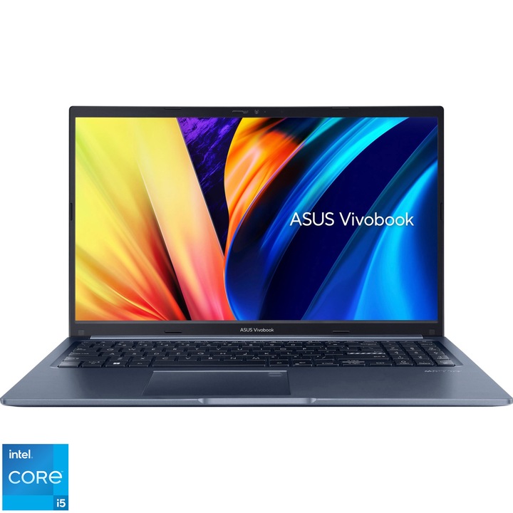 Laptop ASUS VivoBook 15 A1502ZA cu procesor Intel® Core™ i5-1240P pana la 4.40 GHz, 15.6", Full HD, IPS, 8GB DDR4, 512GB SSD, Intel® UHD Graphics, No OS, Quiet Blue