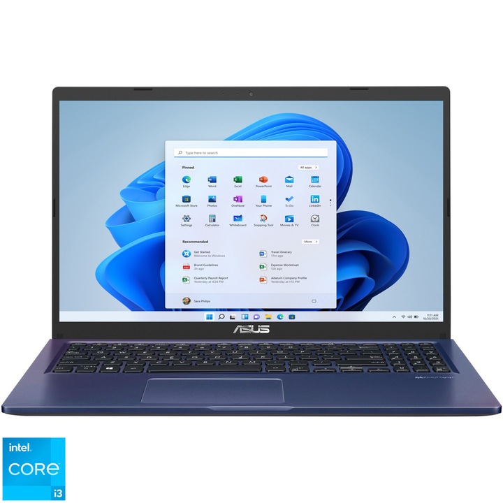 Лаптоп ASUS A516EA, Intel® Core™ i3-1115G4, 15,6", Full HD, RAM 8GB, 256GB SSD, Intel® UHD Graphics, Windows 11 Home in S Mode, Peacock Blue