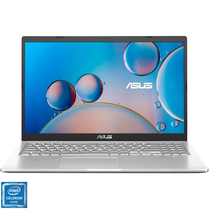 Laptop ASUS A516KA cu procesor Intel® Celeron® N4500 pana la 2.80 GHz, 15.6", Full HD, 8GB, 256GB SSD, Intel® UHD Graphics, No OS, Transparent Silver