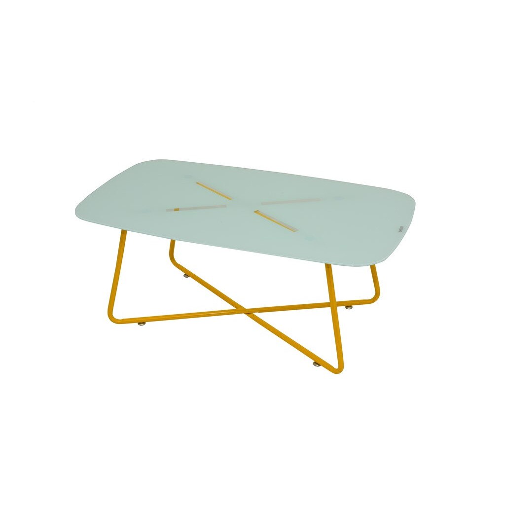 Masa cafea CB, MC-23, culoare Galben, Metal vopsit, Sticla securizata