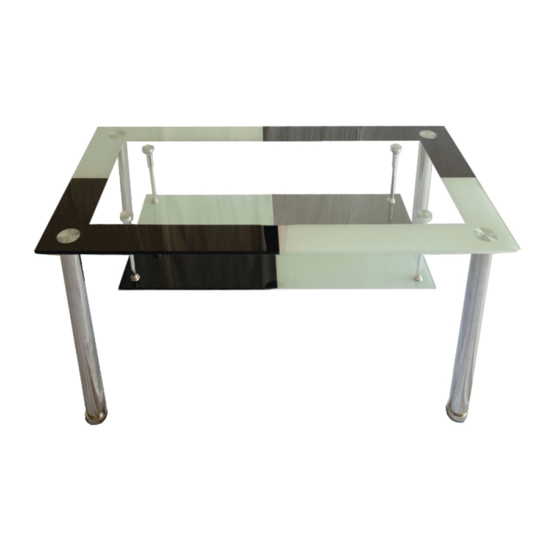 Masa cafea CB, MC-27, culoare Neagra, Metal cromat, Sticla securizata