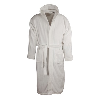 Halat baie adulti cu gluga, The One, Alb, S-M, 100% bumbac Halat baie adulti cu gluga, The One, Alb, S-M, 100% bumbac