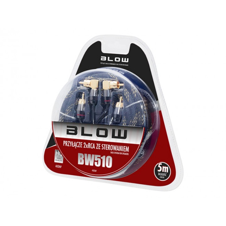 2 x RCA конектор, Blow, Контролен кабел, 6 mm, 5 m, Черен