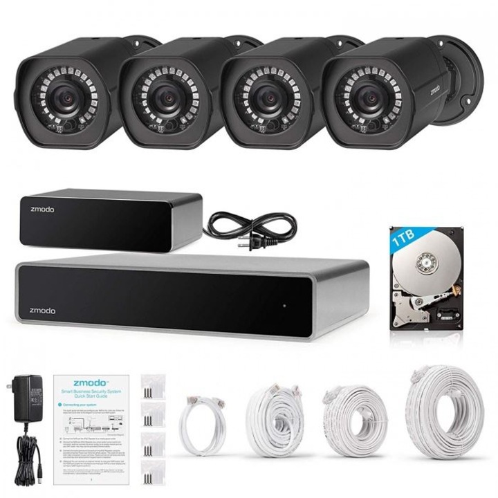Kit camere de supraveghere, Zmodo, 4IP, 1TB HDD