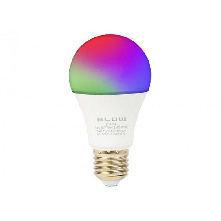 Smart LED крушка, Blow, E27, Wi-Fi, 10W, 230V, RGB/бял