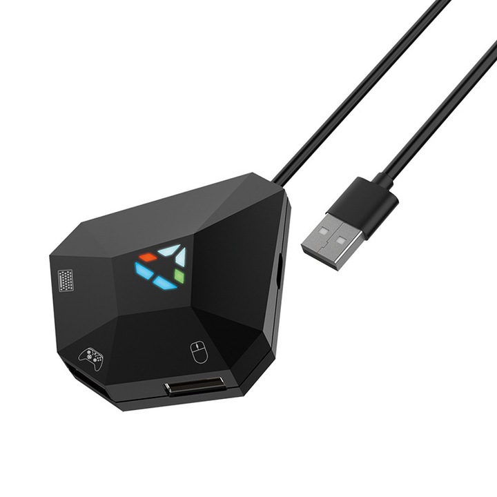 OEM Egér- és billentyűzet-konverter, Switch, PS4, PS3, Xbox One és Xbox 360 konverziókhoz, 3 USB port, fekete