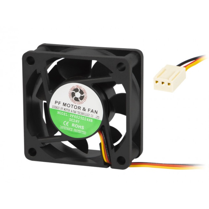 PC ventilátor, fúvó, 60x60x25 mm, 39,5 m³/óra, 62 g, fekete