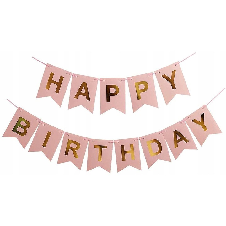 Banner típusú fali dekoráció, Vixen, Szöveg Boldog születésnapot, Rózsaszín/lila