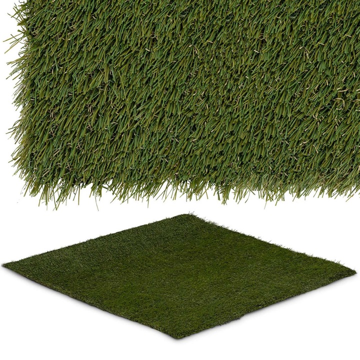 Iarba artificiala pentru terasa/balcon, Hillvert, Plastic, 100x100 cm, Verde