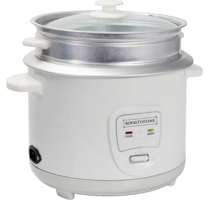 Fierbator de orez, Royalty Line, RL-RC18.10D, functie mentinere la cald, Alb, 1.8l, 700W