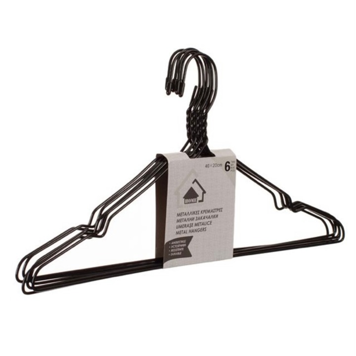 Set 6 umerase metalice, negru, 40 cm