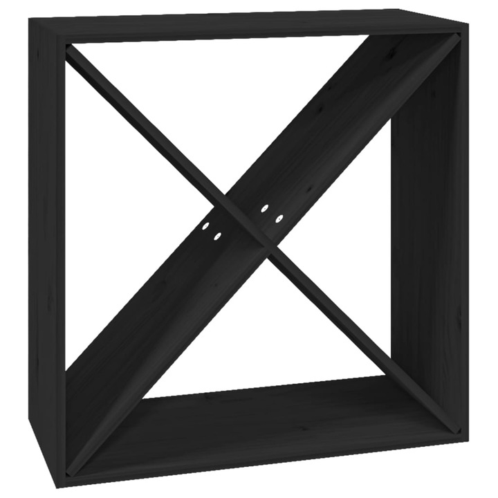 Шкаф за вино vidaXL, Черен, 62x25x62 см, Борово дърво масив, 6.3 Kg