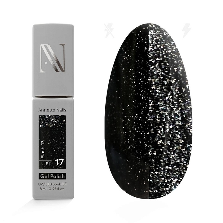 Oja Semi AnnetteNails Flash FL-17, 8ml, Negru