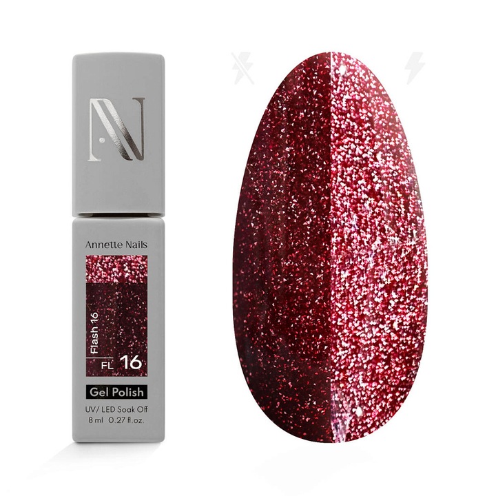 Oja Semi AnnetteNails Flash FL-16, 8ml, Rosu