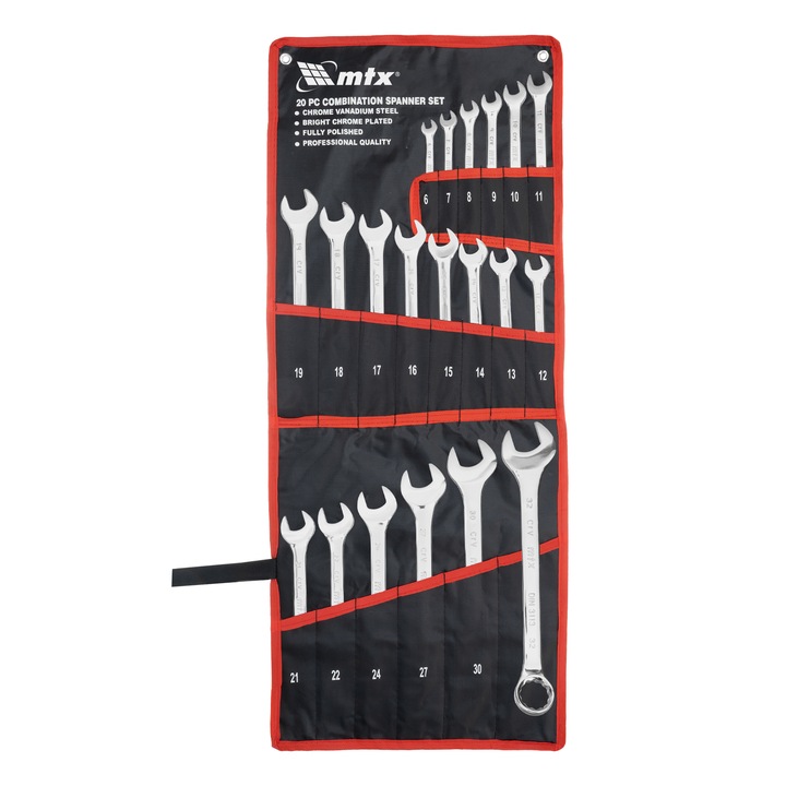 Set chei combinate, 20 piese, lustruite, 6-32 mm, CrV, MTX