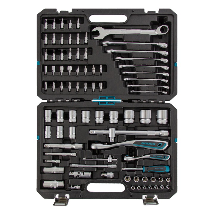 Set instrumente, 82 buc, 120 dinti, CrV, 1/4", 1/2", Gross