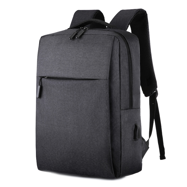 Чанта за лаптоп Darklove, С USB порт за зареждане, Водоустойчив, 15,6 инча, 28x12x41 см, Черен