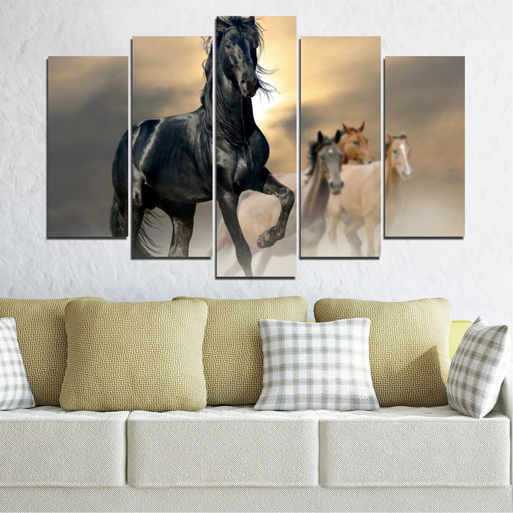 Декоративни панели Vivid Home от 5 части, Животни, PVC, 110x65 см, Стандартна форма №0369