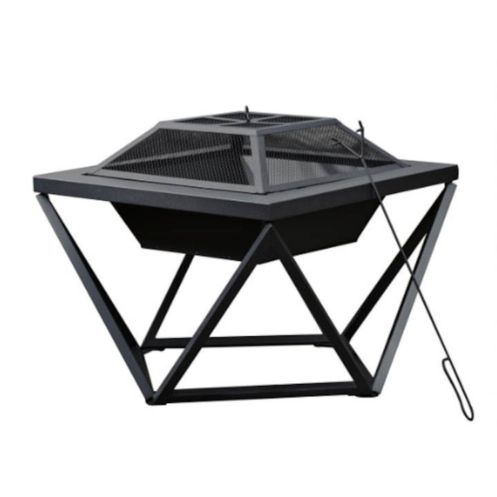 Vatra de foc pe lemne, Teamson Home, 52 x 60 x 60 cm/negru