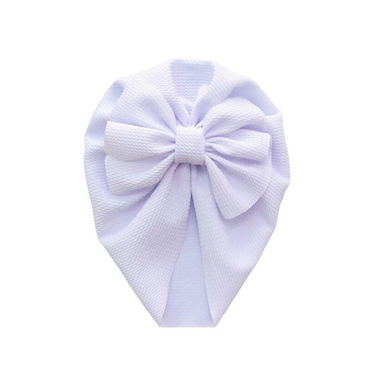 Шапка Vika Baby®, Тюрбан, Бебешка, Панделка, Бял