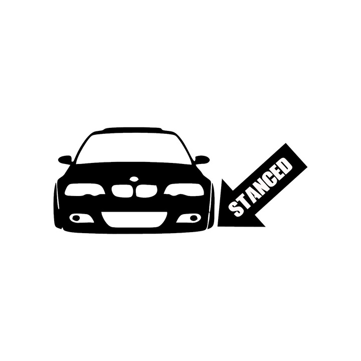 Sticker, BMW E46 Stanced, Negru, 25cm