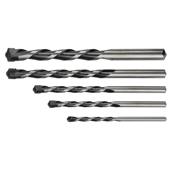 Set 5 burghie pentru beton, Graphite, 4-10 mm, cap cruce