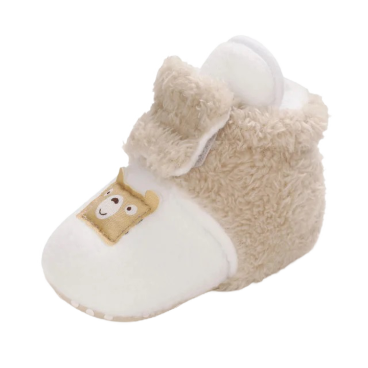 Cizme SuperBaby Plusate Teddy, Peste glezna, Baieti/ Fete, Alb/ Crem