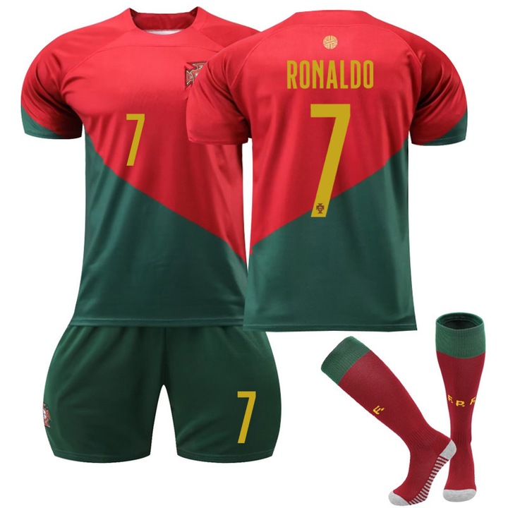 Детски спортен екип Ronaldo Portugal, 130-140 см, Полиестер, Червен