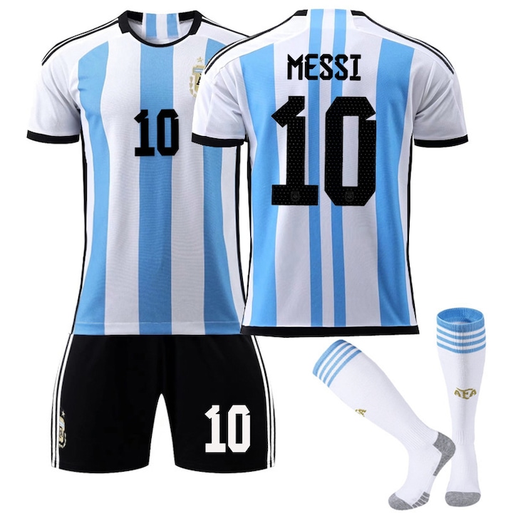 Echipament sportiv copii Messi Argentina, Poliester, 120-130 cm, Multicolor
