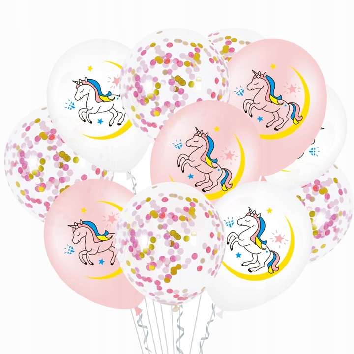 10 db-os születésnapi lufi készlet, Vixen, Unikornis mintás, Többszínű